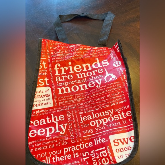 LULULEMON manifesto, red and white reusable shopping bag tote - Picture 1 of 3